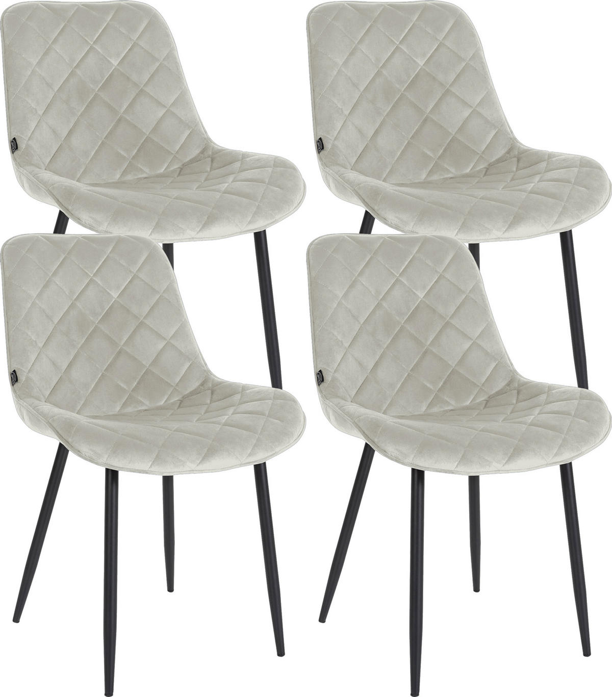 STUHL 4er Set Samt creme - Creme/Schwarz, Textil/Metall (53/82/60cm) - CLP