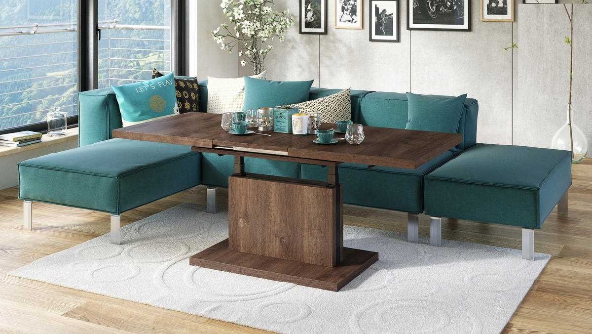 COUCHTISCH rechteckig Eiche dunkel ausziehbar höhenverstellbar - Braun, Holzwerkstoff (80/120/56cm) - designimpex