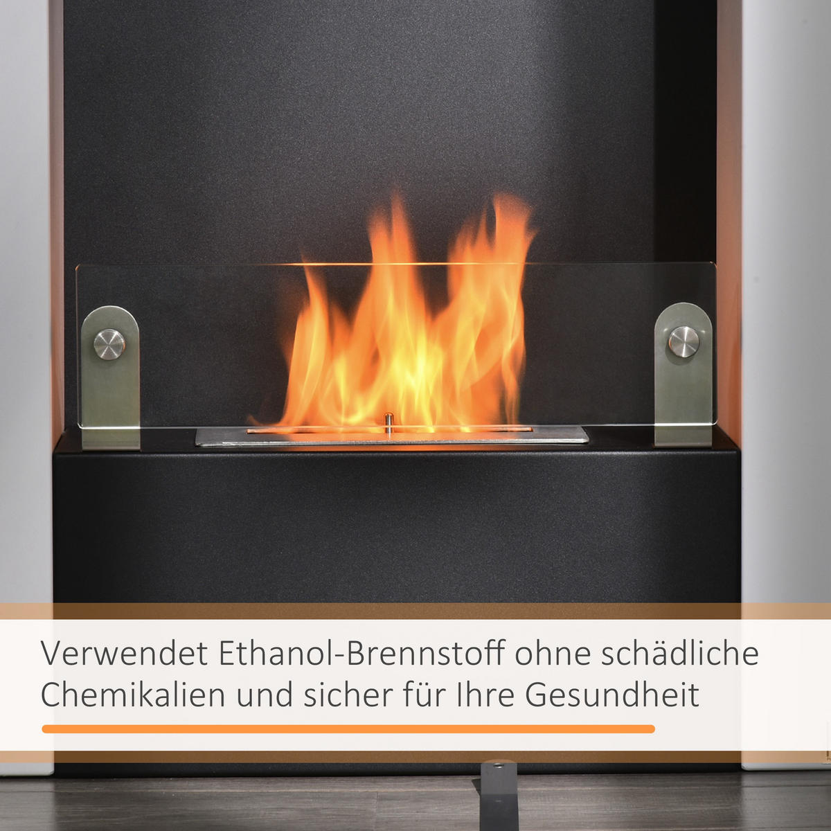 ETHANOL-KAMIN Bio-Ethanol-Brenner 1993W 3 Std. kein Rauch Weiß+Schwarz - Weiß, Metall (20/79/60cm) - HOMCOM