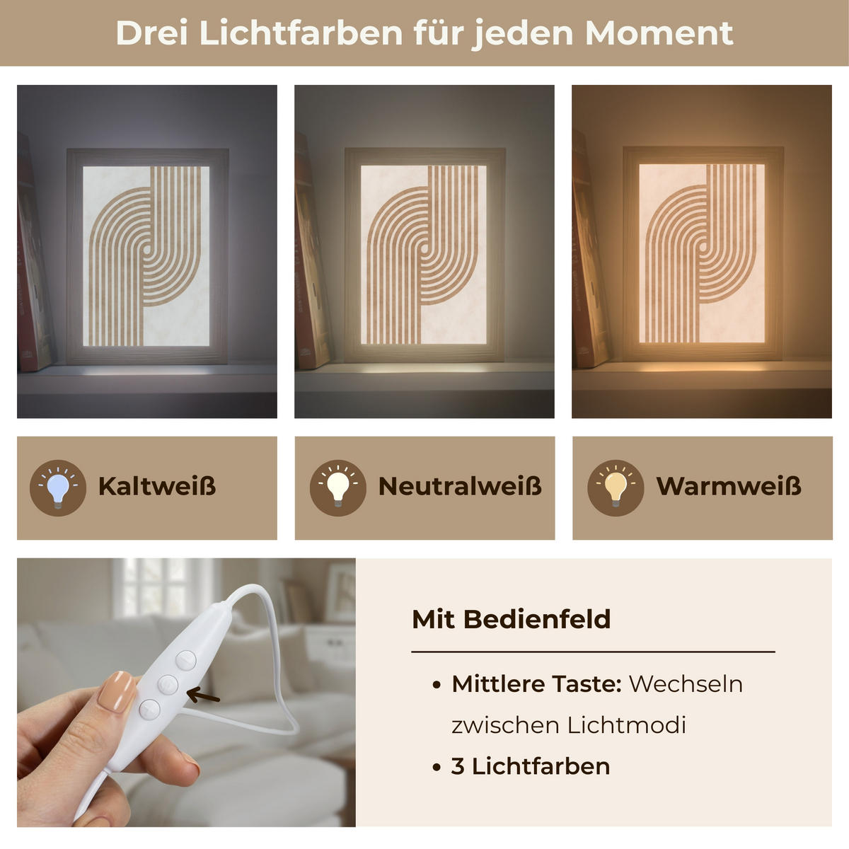 TISCHLEUCHTE Symmetrische Biegung - kupferfarbig 15x20 cm - Cappuccino, Holzwerkstoff (8/15/20cm) - OnlyWow