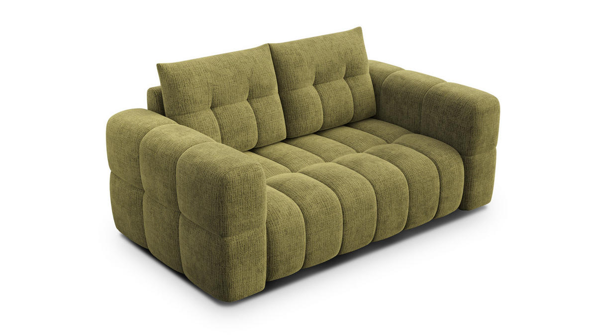 SOFA CLOUDI 2-Sitzer, olivgrün - Schwarz/Olivgrün, Holz/Textil (181/89/104cm) - Courtois Laville