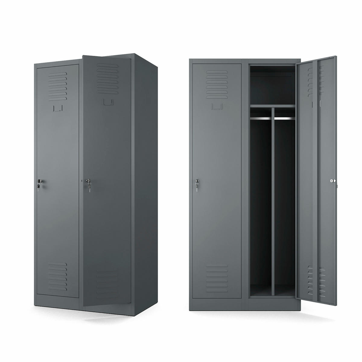 MEHRZWECKSCHRANK 2-türig aus Metall Anthrazit 80x180x50cm - Anthrazit, Metall (80/180/50cm) - Muralo