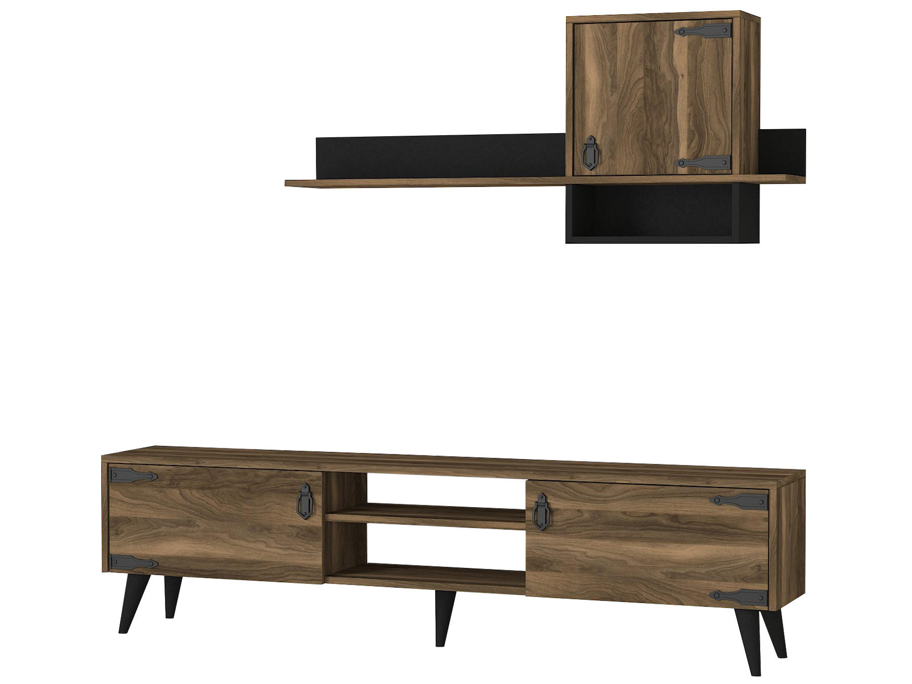 WOHNWAND Anthes Braun - Braun, Holzwerkstoff/Kunststoff (180/41/30cm) - moebel17