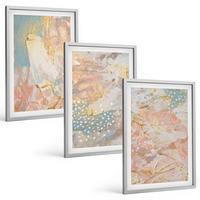 BILDER SET 3er Set - 40x60 cm Silberner Rahmen - Abstrakte Pastellmuster - Silberfarben, Kunststoff (40/60cm) - TULUP