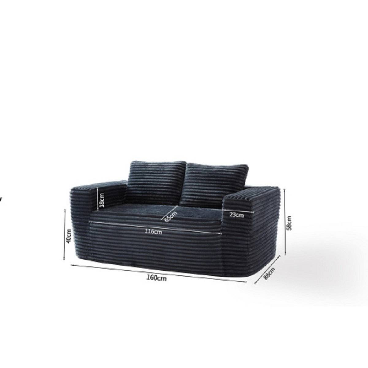 2-SITZER SOFA Cord Grau - Grau, Textil (160/58/88cm) - WISHDOR