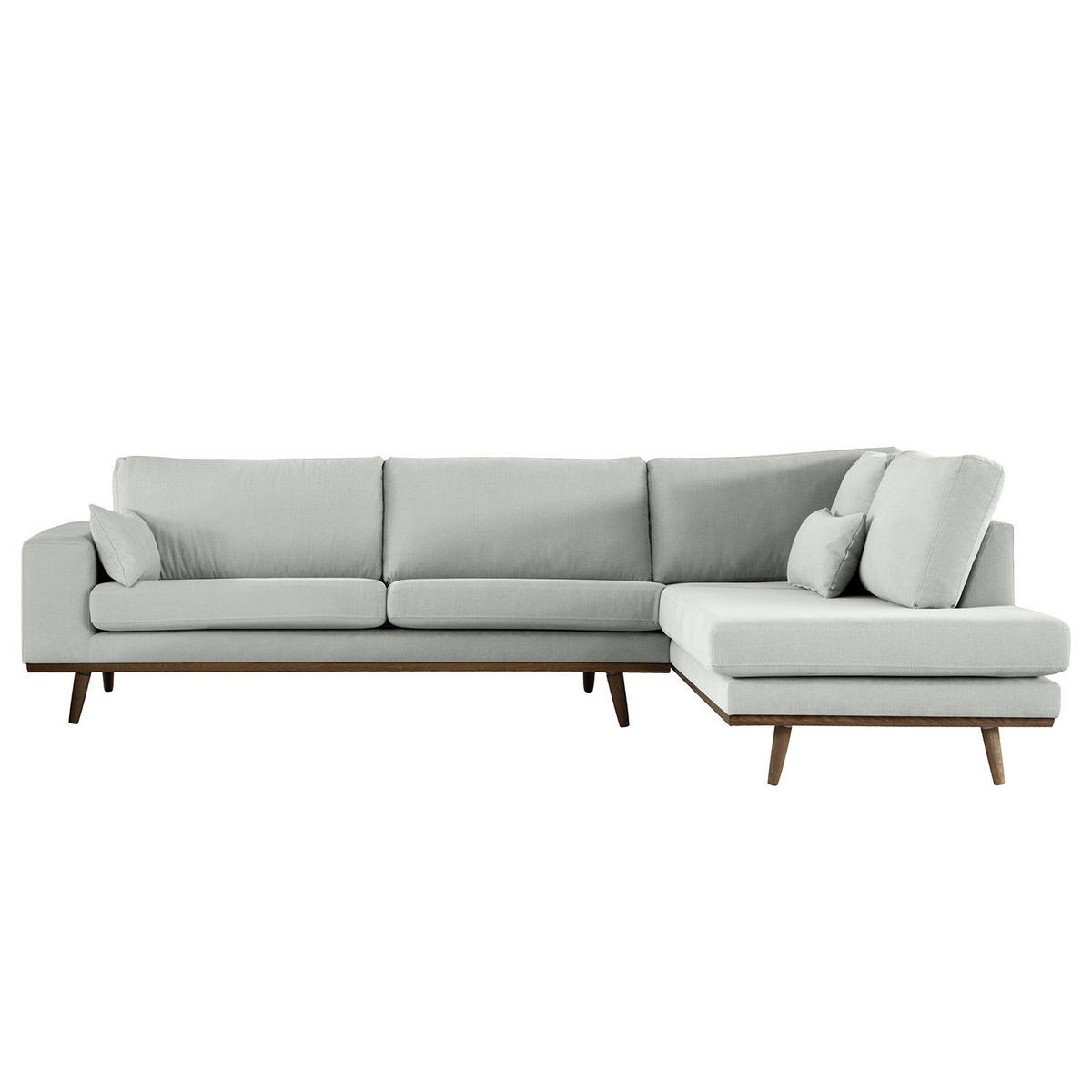 ECKSOFA mit Ottomane - Eichefarben/Grau, Naturmaterialien/Eichenholz (287/219cm) - home24