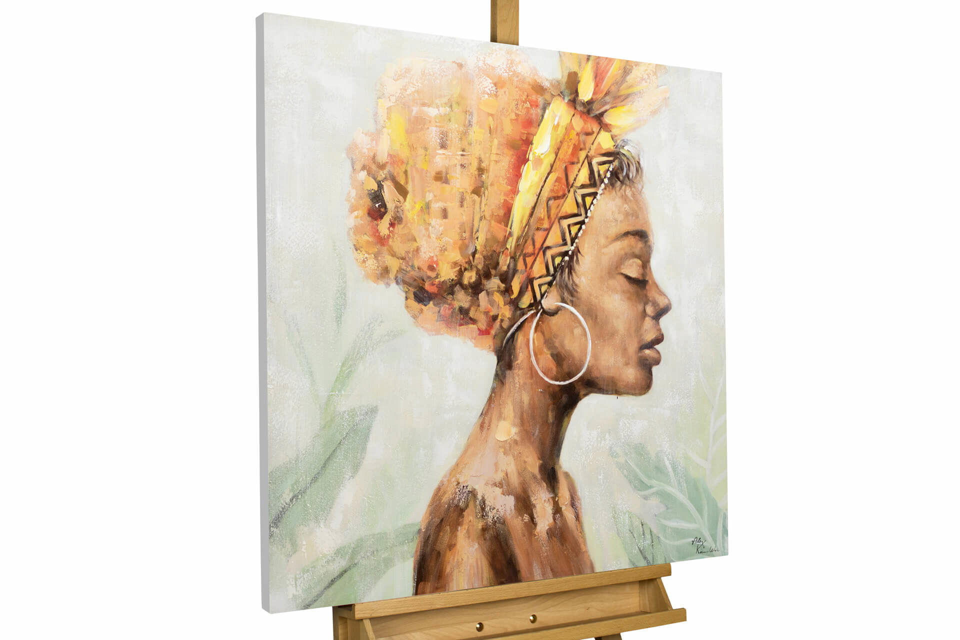 KUNSTLOFT RUČNĚ MALOVANÝ AKRYLOVÝ OBRAZ ZELENÝ/HNĚDÝ, 80/80 CM
