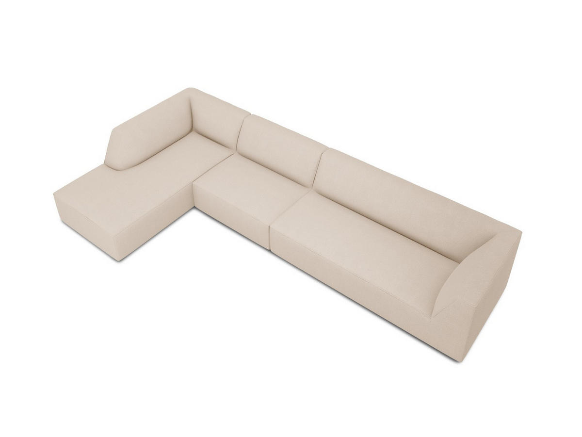 ECKSOFA links Ruby aus strukturiertem Stoff beige 5 Sitzplätze - Beige/Creme, Textil (180/366cm) - Micadoni