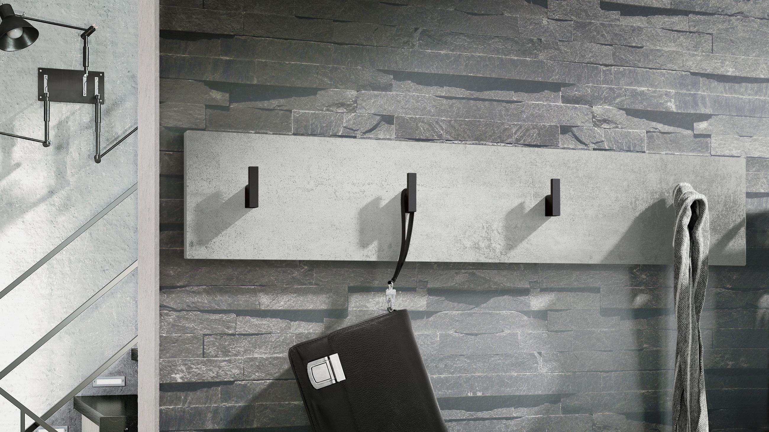 GARDEROBENPANEEL Linea Beton Oxid Optik - Hellgrau, Holzwerkstoff (72.5/14.5/3.5cm) - Vladon