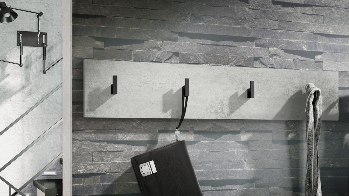 GARDEROBENPANEEL Linea Beton Oxid Optik - Hellgrau, Holzwerkstoff (72.5/14.5/3.5cm) - Vladon