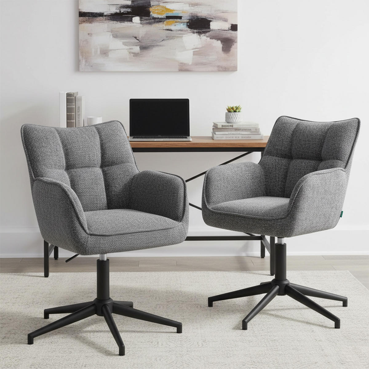 BÜROSTUHL Mika-Lea - Schwarz/Grau, Textil/Metall (59/81/66cm) - DUBI Möbel