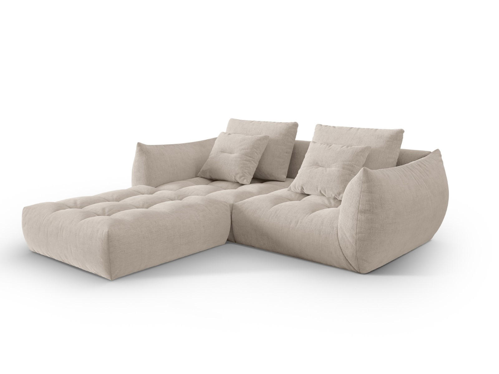 SOFA modular Bloom aus strukturiertem Stoff dunkelbeige 3 Sitzplätze - Mokka, Textil (216/232cm) - Micadoni