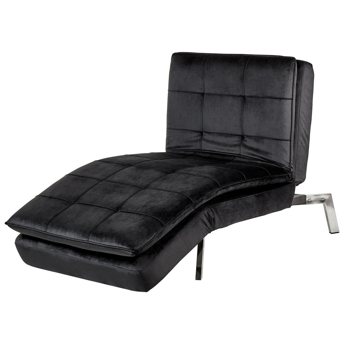 RELAXLIEGE Samtstoff schwarz verstellbar Loiret - Silberfarben/Schwarz, Textil (179/93/76cm) - Beliani