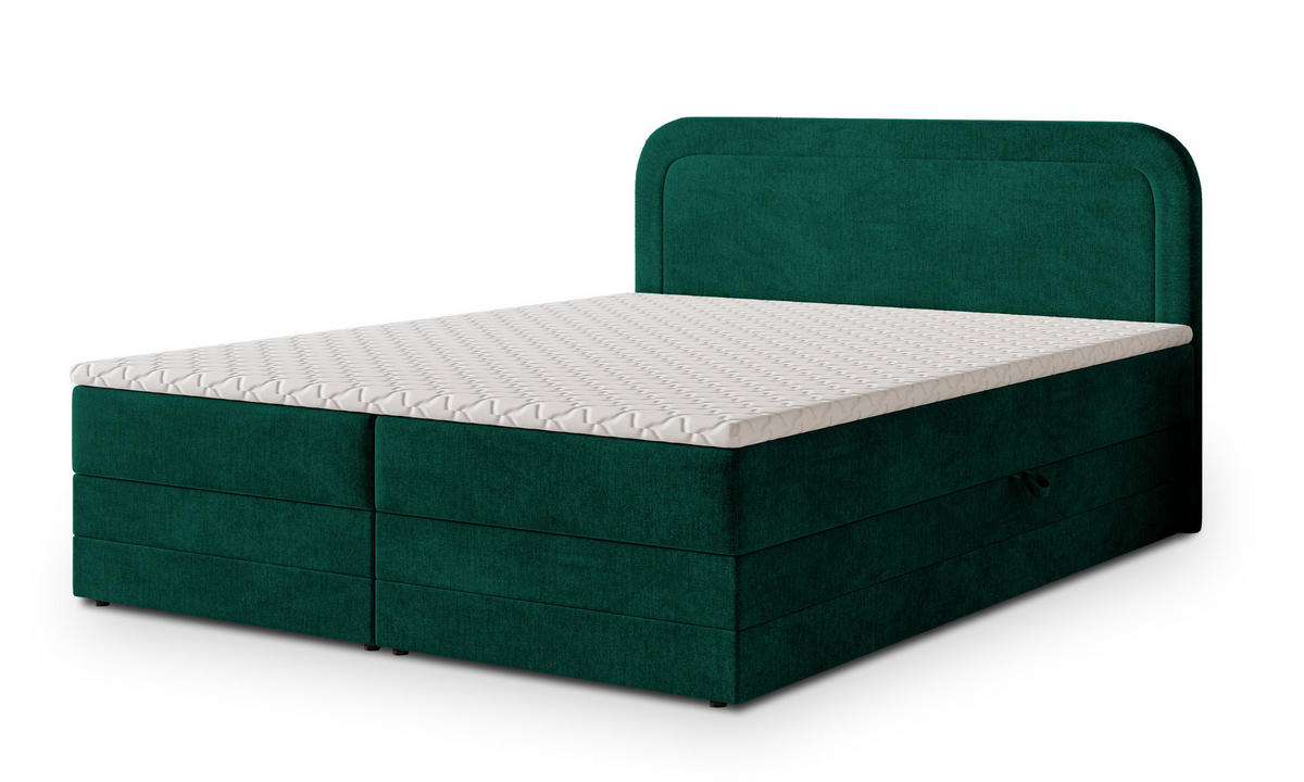 BOXBETT ARMEL 160x200 cm mit Matratze und Topper - Grün - Grün, Holz (160/200cm) - MASSENO