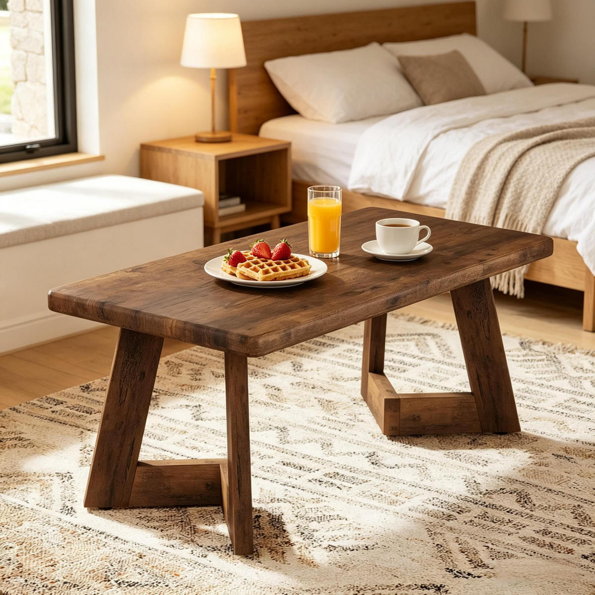 COUCHTISCH Rustikal Braun, 120/60/50 cm - Wildeiche, Holz (60/120/50cm) - PANGIVO