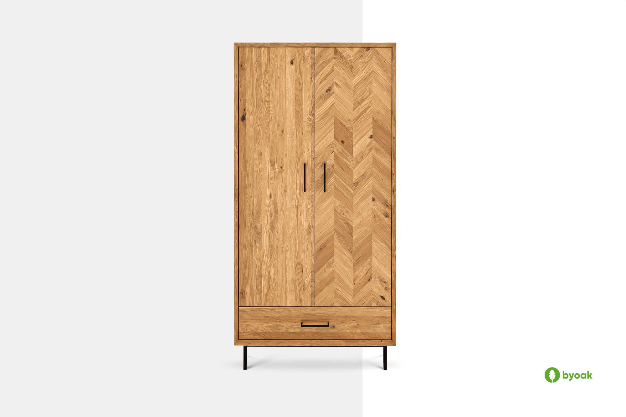 KLEIDERSCHRANK 2 TÜREN LEON Wildeiche - Wildeiche, Holz (97/196/45cm) - byoak