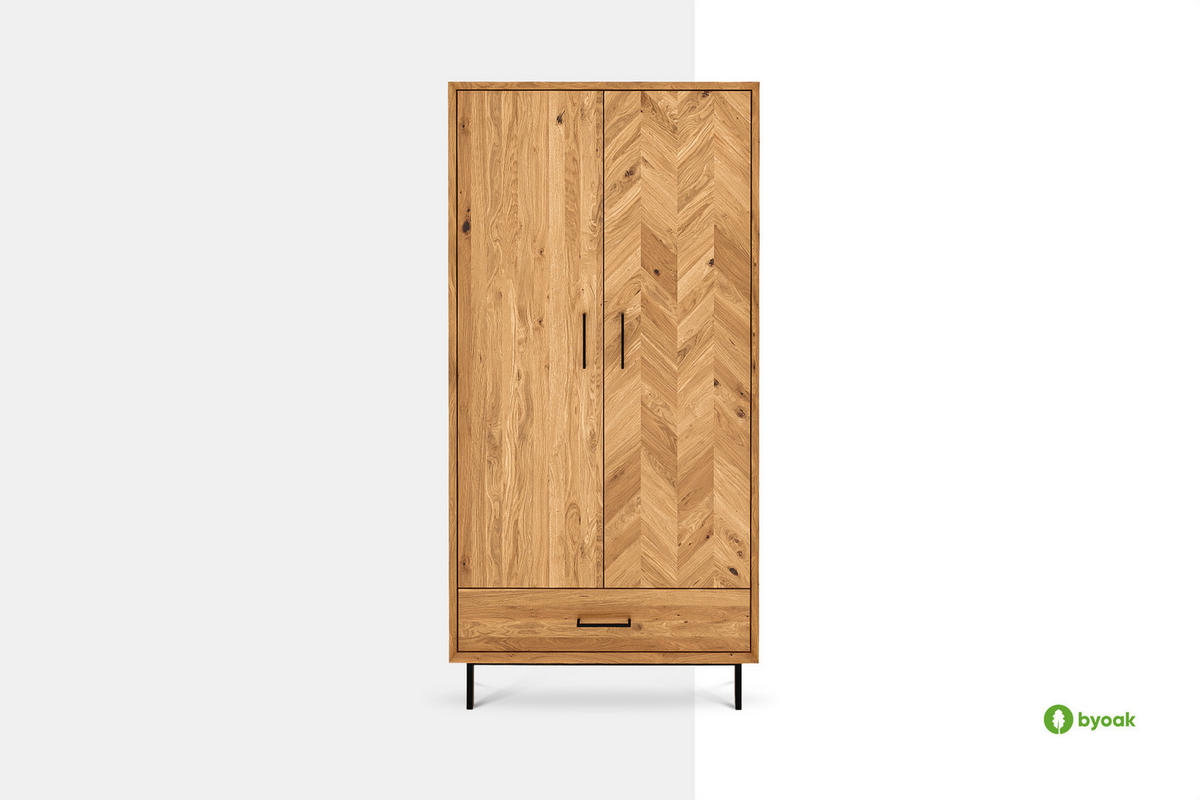 KLEIDERSCHRANK 2 TÜREN LEON Kernbuche - Kernbuche, Holz (97/196/45cm) - byoak