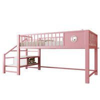 KINDERHBETT 90/200 cm mit Stauraumleiter und Metallgestell, Rosa - Rosa, Metall (90/200cm) - Redom