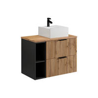 EINZELWASCHTISCH - 80cm x 46cm - MDF - schwarz, naturfarben hell - MADELA - Schwarz, Holz (80/57/46cm) - Vente-Unique
