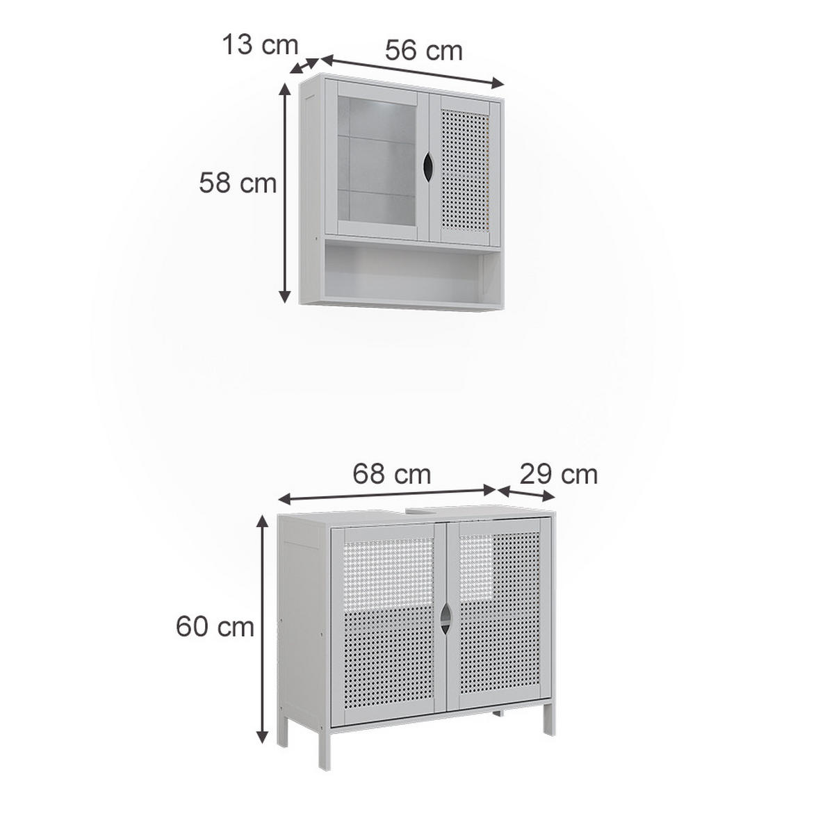 BADMÖBEL-SET Liora, Weiß, 2 Teile - Weiß, Holzwerkstoff (68/60/29cm) - Vicco