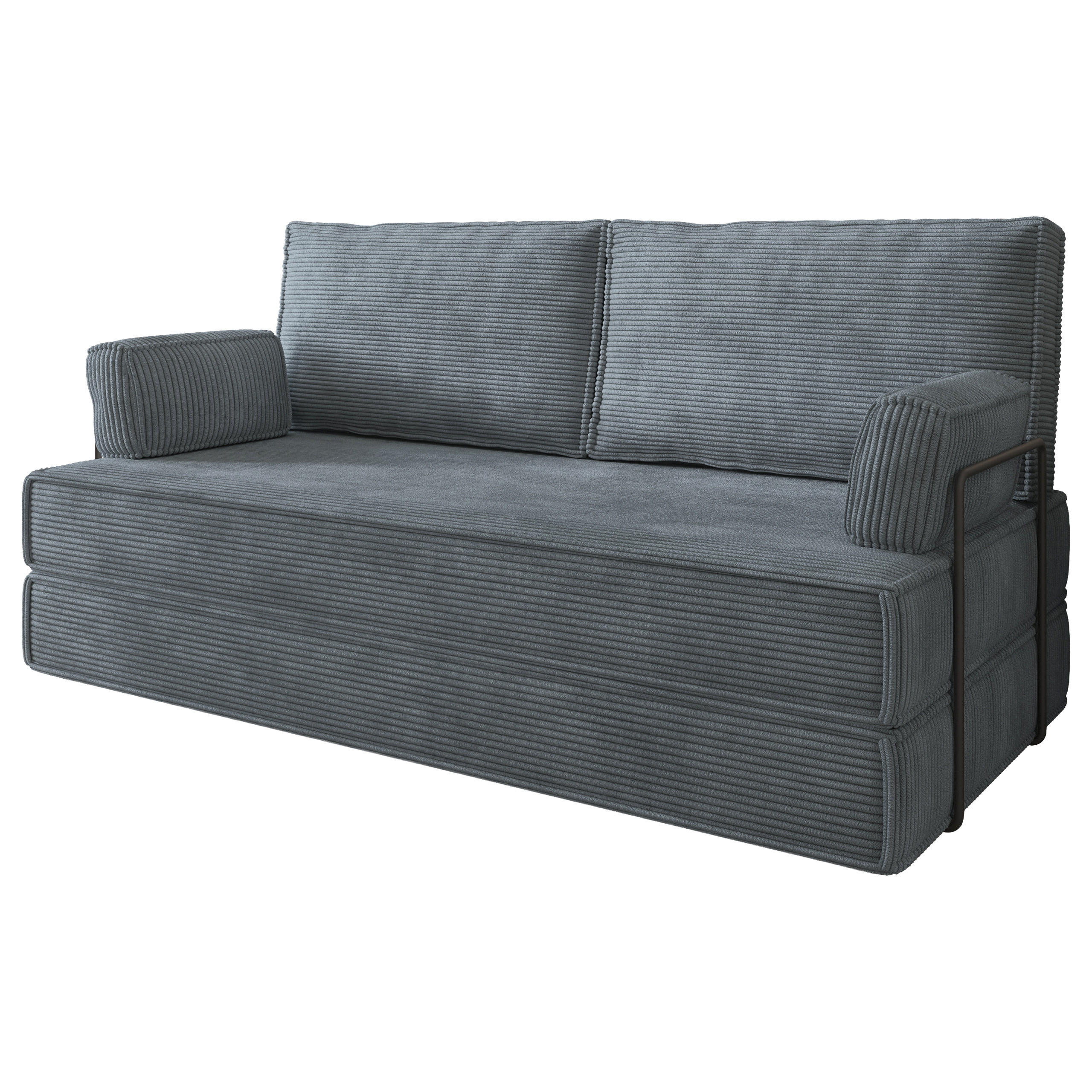 BETTSOFA SILAR aus Schaumstoff Cordstoff Grau Schlaffunktion - Grau, Textil (170/86/80cm) - MASSENO