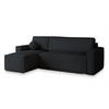 ECKSOFA RAVELO T Schwarz Kordstoff mit Schlaffunktion - Schwarz, Holz (240/140cm) - MASSENO