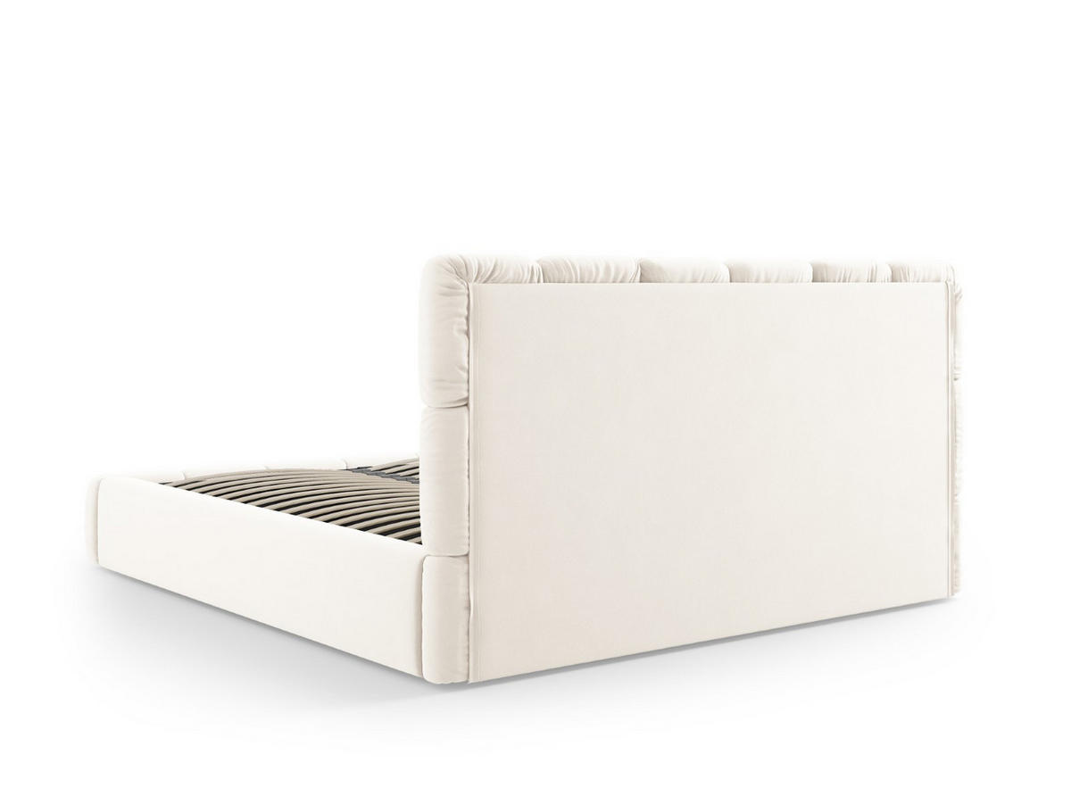 BETT mit Bettkasten und Kopfteil Bellis aus Samt leichtes beige 180x200cm - Beige, Textil (180/200cm) - Micadoni
