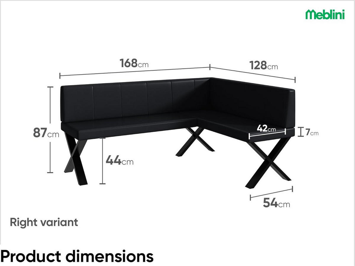 ECKBANK PETER_X - Schwarz, Leder (128/168cm) - Meblini