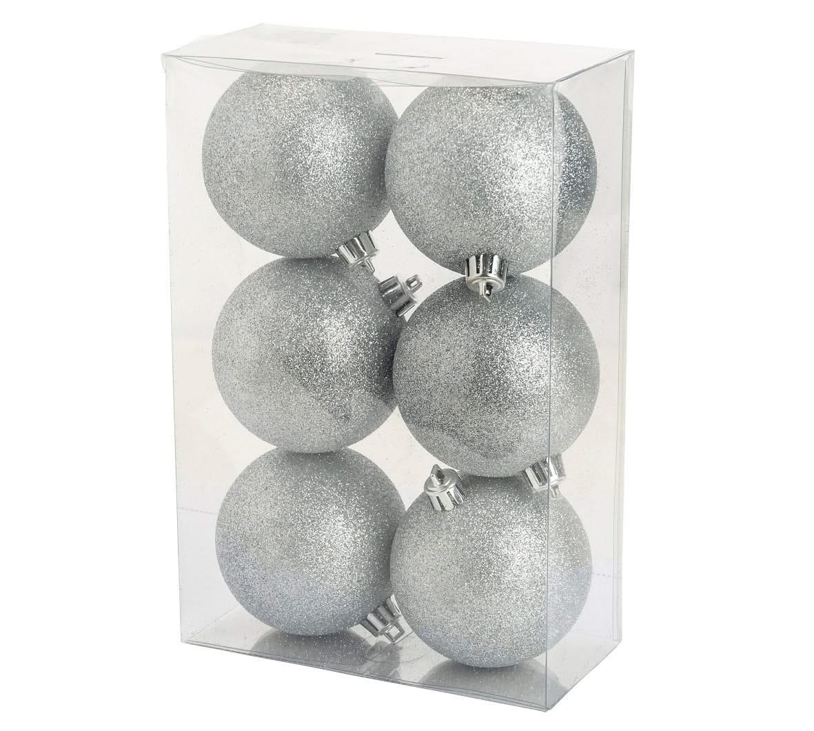 WEIHNACHTSKUGEL Cosy @Home n Silber Glitzer ø 8 cm - 6 Stück - Silberfarben, Kunststoff (2/2/8cm) - Cosy & Trendy