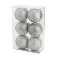 WEIHNACHTSKUGEL Cosy @Home n Silber Glitzer ø 8 cm - 6 Stück - Silberfarben, Kunststoff (2/2/8cm) - Cosy & Trendy
