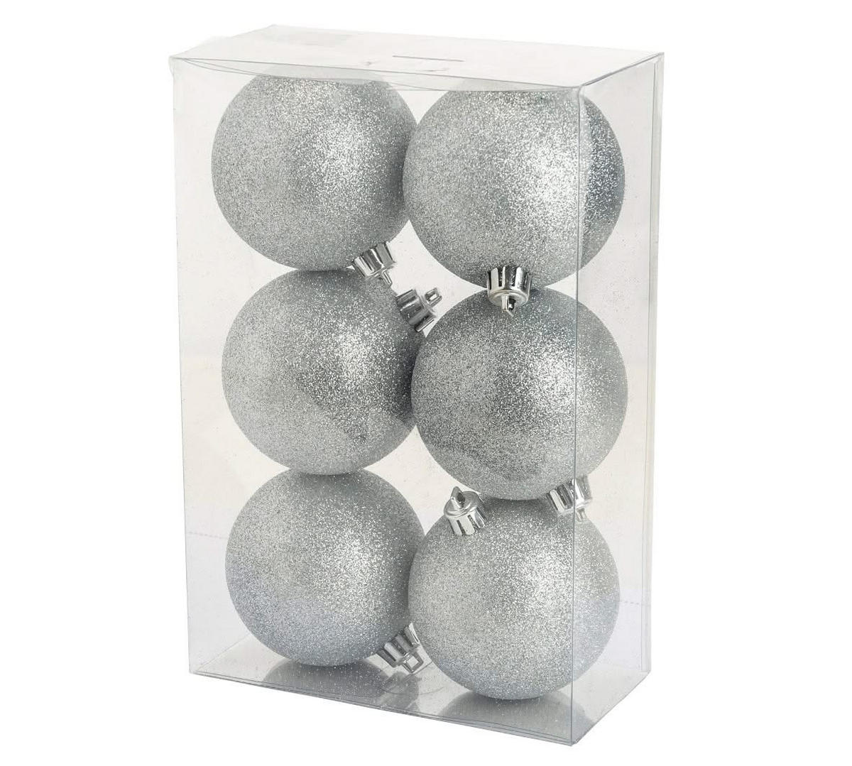 WEIHNACHTSKUGEL Cosy @Home n Silber Glitzer ø 8 cm - 6 Stück - Silberfarben, Kunststoff (2/2/8cm) - Cosy & Trendy