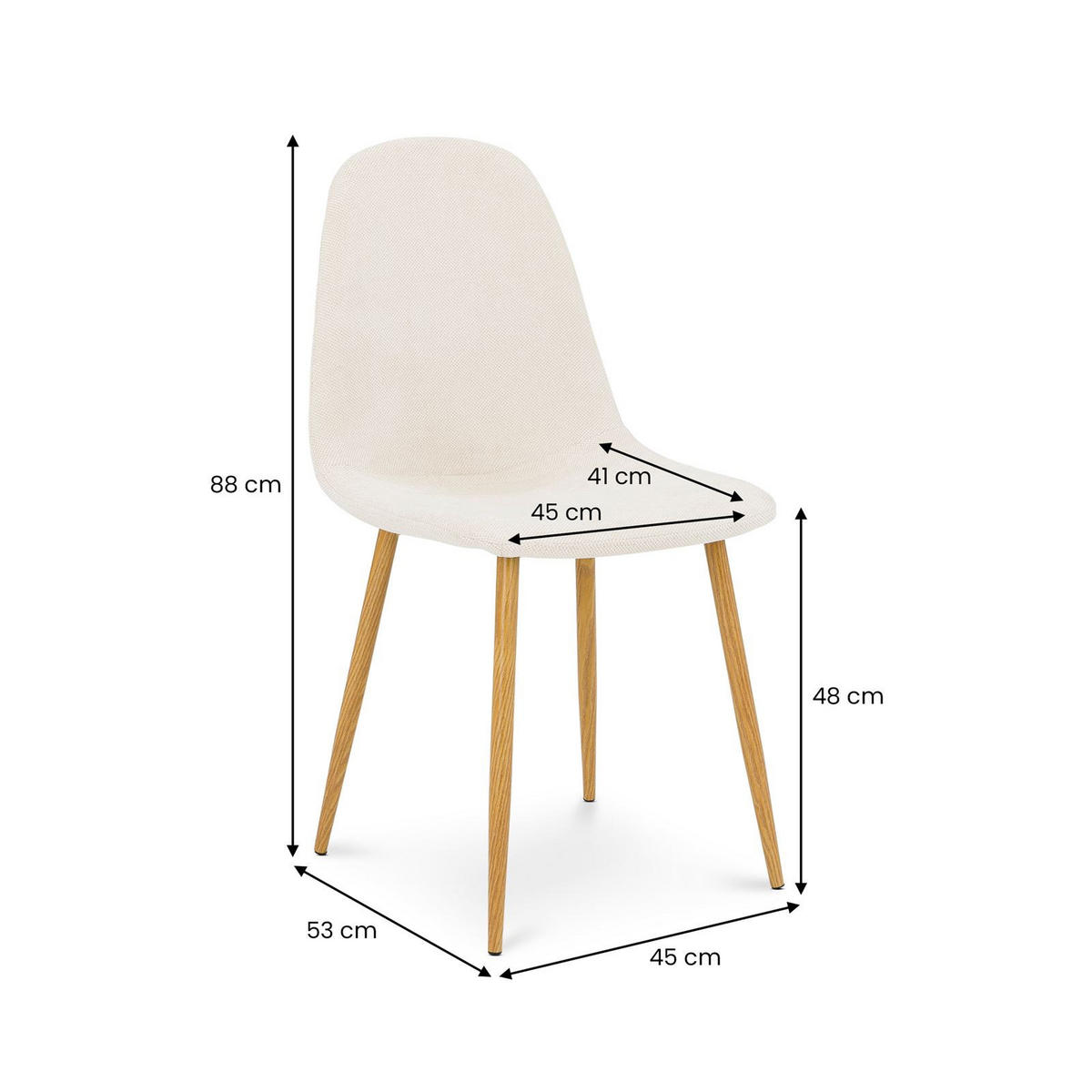 ESSZIMMERSTUHL PUNTA 4er-Set cremeweiß - Creme, Textil (45/86/53cm) - IDIMEX