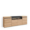 KOMMODE mit Schubladen, Elektrokamin, eiche, 214/35/75 cm - Eichefarben/Beige, Holzwerkstoff (35/75/214cm) - Skraut Home