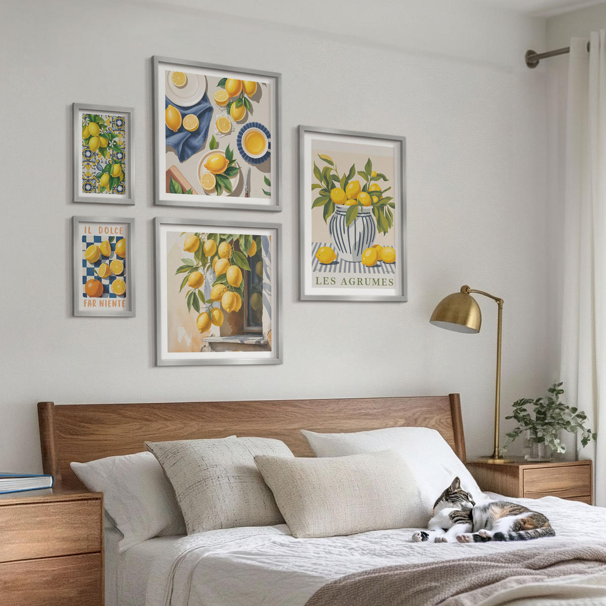 BILDER SET 5er Set - 50x50 cm & 20x30 cm & 40x60 cm Silberner Rahmen - Rustikale Cocktails mit Olivenblüten - Silberfarben, Kunststoff (40/60cm) - TULUP
