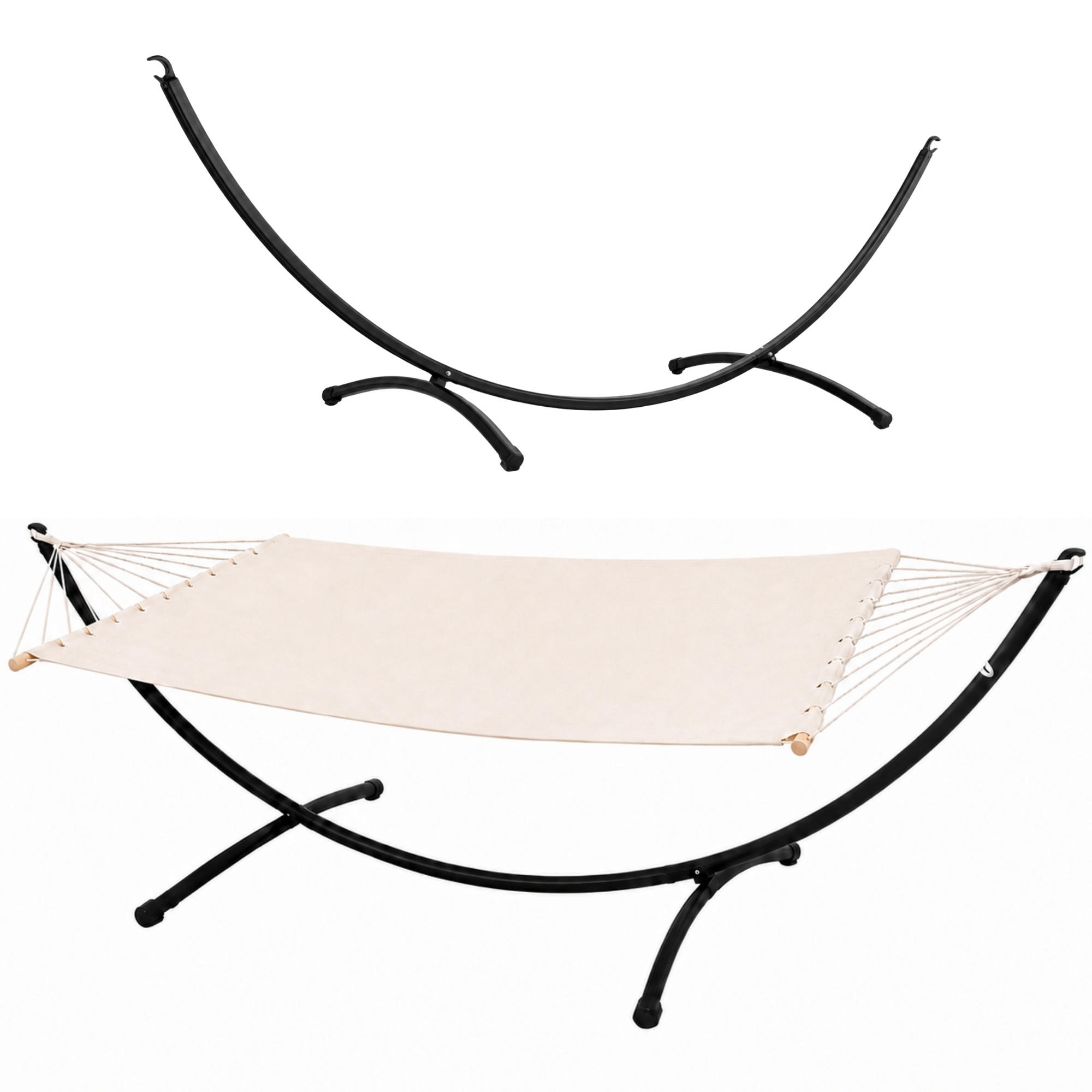 DOPPEL-HÄNGEMATTE mit Gestell bis 120kg, 200/120cm, Beige - Beige, Metall (100/90/300cm) - Amanka