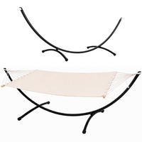 DOPPEL-HÄNGEMATTE mit Gestell bis 120kg, 200/120cm, Beige - Beige, Metall (100/90/300cm) - Amanka
