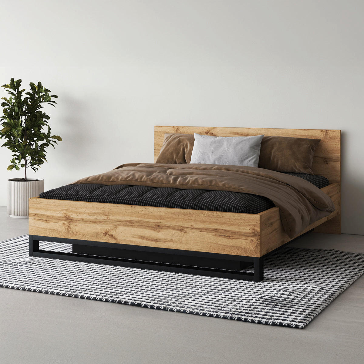 BOXSPRING POSTELJA 180/200 Eden Les - rjava, leseni material (180/200cm) - Petits-meubles