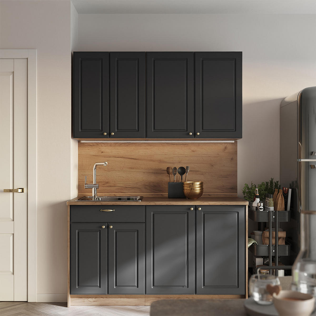 HÄNGESCHRANK Fame-Line, Anthrazit-Gold Landhaus/Goldkraft Eiche, 80 cm - Honigeiche/Anthrazit, Holzwerkstoff (80/72/34.1cm) - Vicco