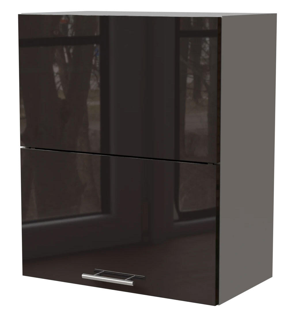 HÄNGESCHRANK Essen W8B/60-AV Grau / Schwarz Hochglanz 60 / 32,5 / 72cm - Schwarz Hochglanz/Schwarz, Holz/Holzwerkstoff (60/72/32.5cm) - Feldmann-Wohnen