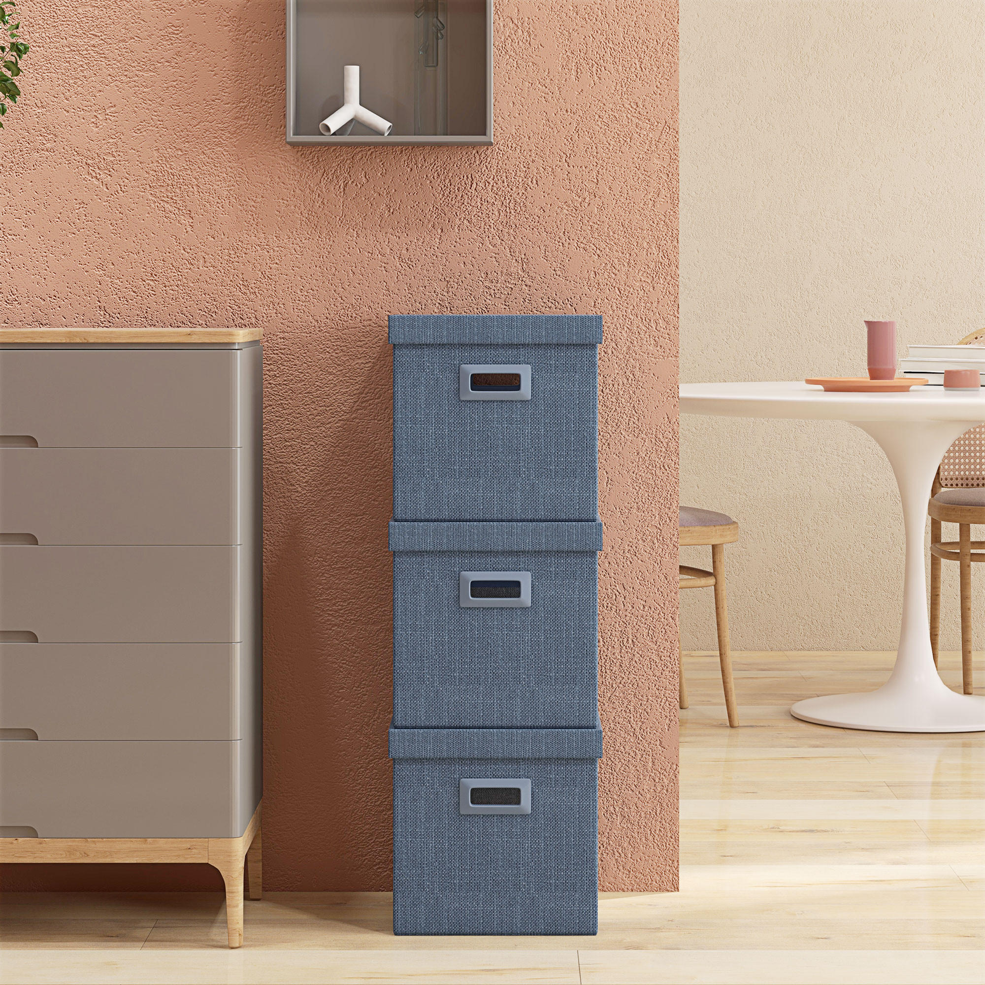 AUFBEWAHRUNGSBOX 3er-Set, 30 x 30 x 29 cm, Blau - Blau, Kunststoff (30/29/30cm) - HOMCOM