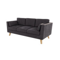 3-SITZER-SOFA Mario Graphit Microfaser - Hellbraun/Graphitfarben, Holz/Buchenholz (206/90/89cm) - S-Style Möbel