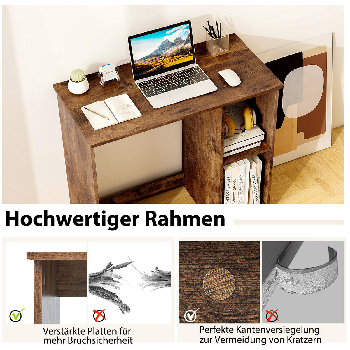 COMPUTERTISCH Braun - Braun, Holz (40/80/74cm) - COSTWAY