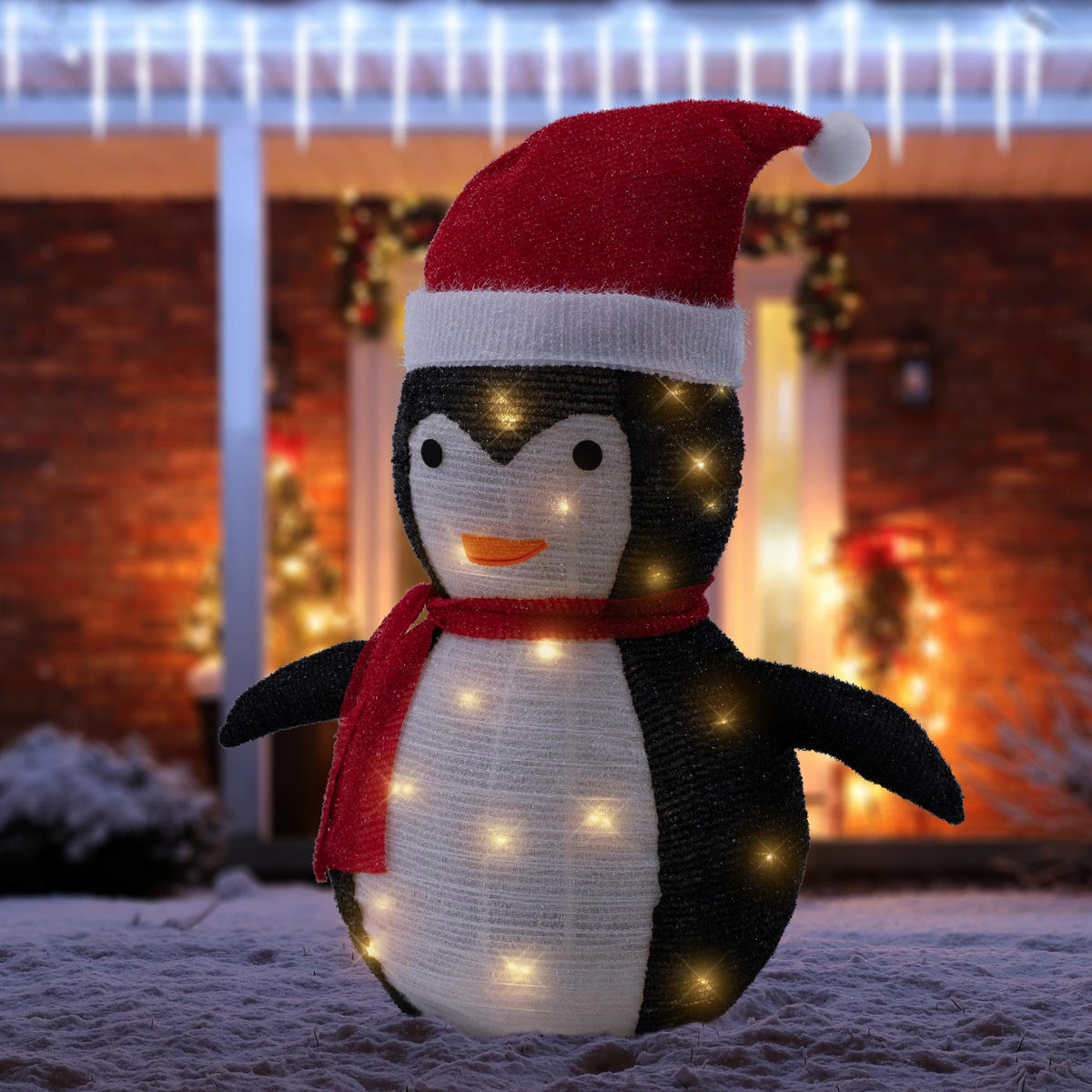 WEIHNACHT Pinguin - Rot, Kunststoff (58/68/32cm) - ECD-Germany