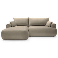 ECKSOFA Ovo Grau-Beige mit wasserabweisendem Samtbezug - Taupe/Schwarz, Kunststoff/Textil (260/165cm) - Selsey