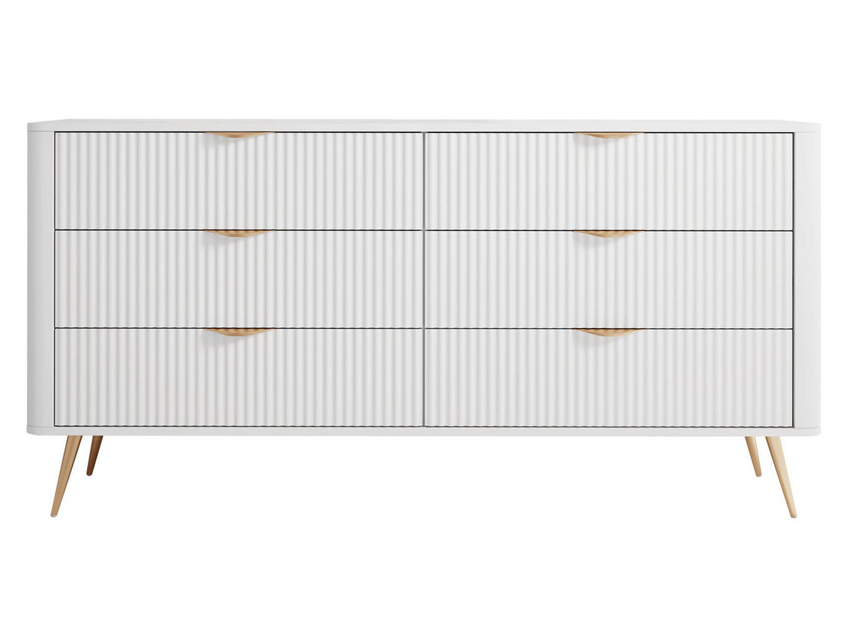 KOMMODE Lante 6S - Goldfarben/Weiß, Holzwerkstoff/Metall (164/82/38cm) - MIRJAN24