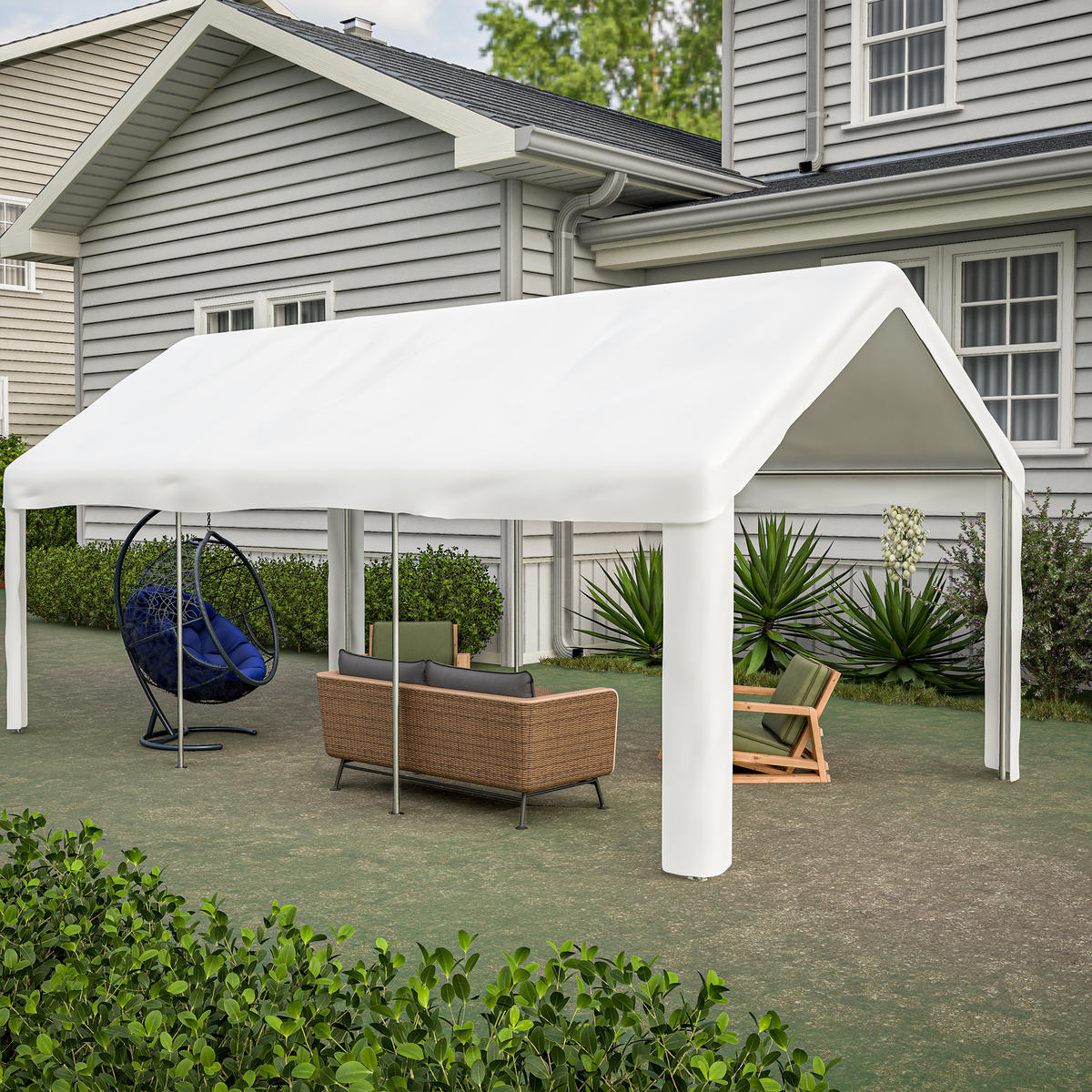 FAHRZEUG-ZELTGARAGE 3x6 m mit Doppel-Rolltor - Weiß, Metall (598/283/299cm) - ComfortXL