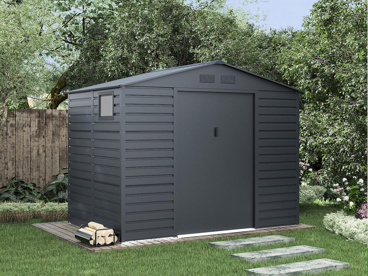 SCHREBERGARTENHAUS - 267 cm x 181 cm - metall - anthrazitgrau Adelmo - Anthrazit, Metall (267/221/181cm) - Vente-Unique