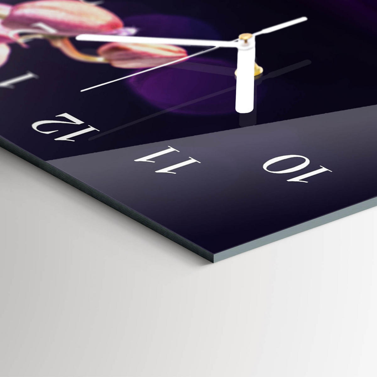 WANDUHR 60x30 cm - Feuerblume - Lila, Glas (60/30/0.4cm) - TULUP