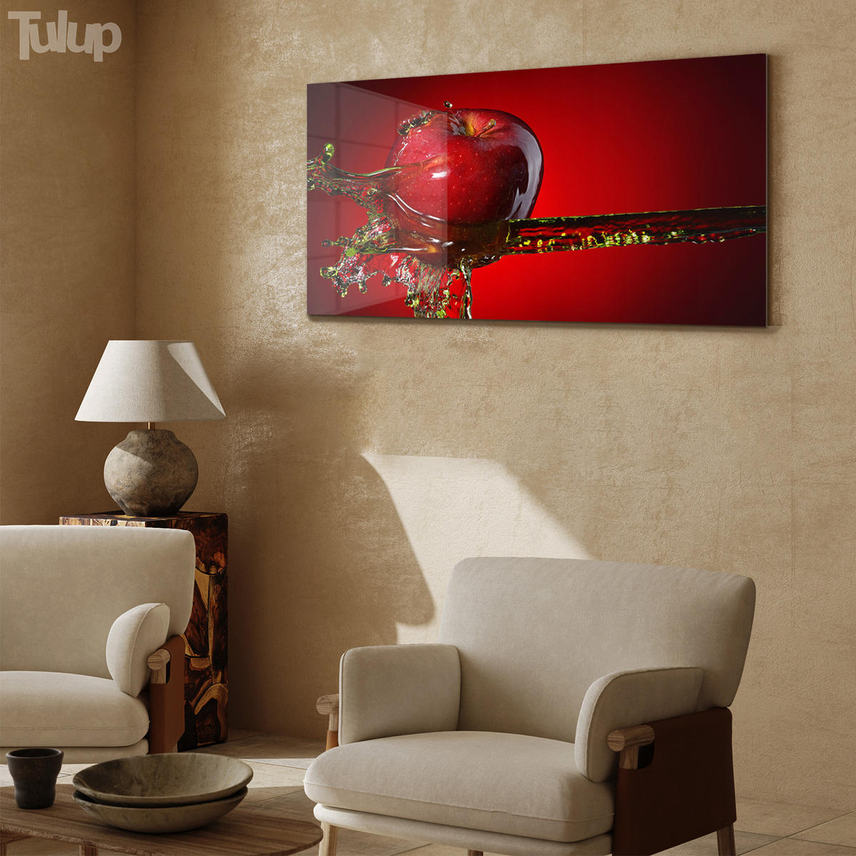 GLASBILD 120x60 cm Roter Apfel - Kirschrot, Glas (120/60cm) - TULUP