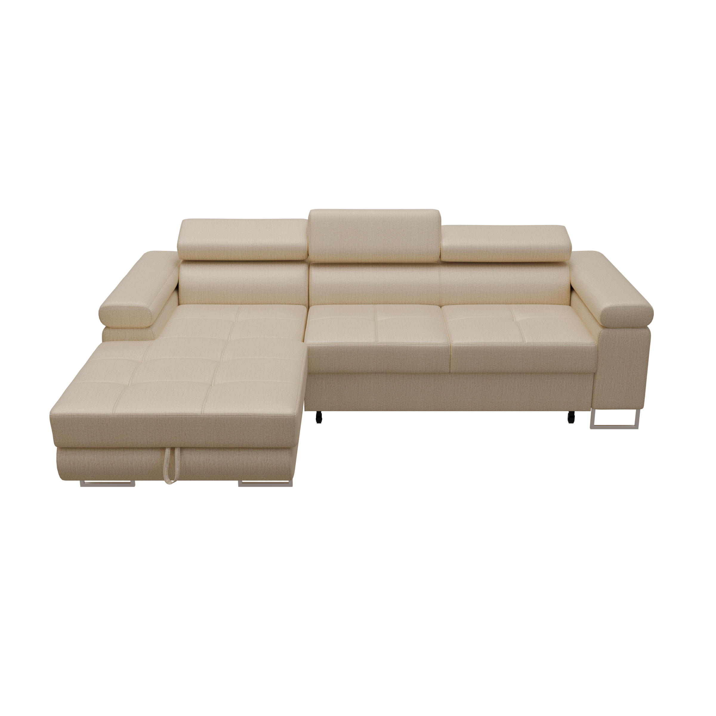 ECKSOFA VEMO MINI Links Creme Velour-Stoff Kompakter Komfort für Wohnräume - Creme, Textil (200/270cm) - Barchello